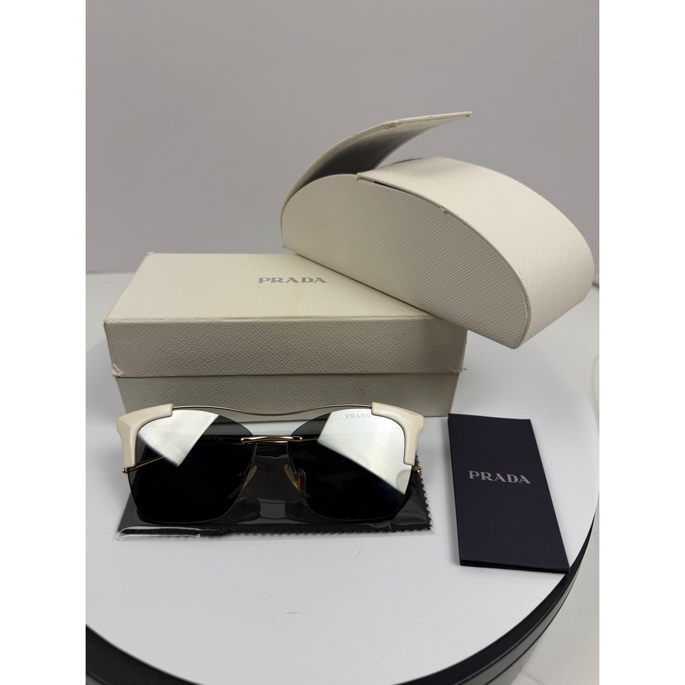 Prada SPR 21U Butterfly Sunglasses Cream Gold Rimless Made in Italy SPR21U